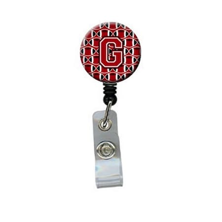 CAROLINES TREASURES Letter G Football Red, Black and White Retractable Badge Reel CJ1073-GBR